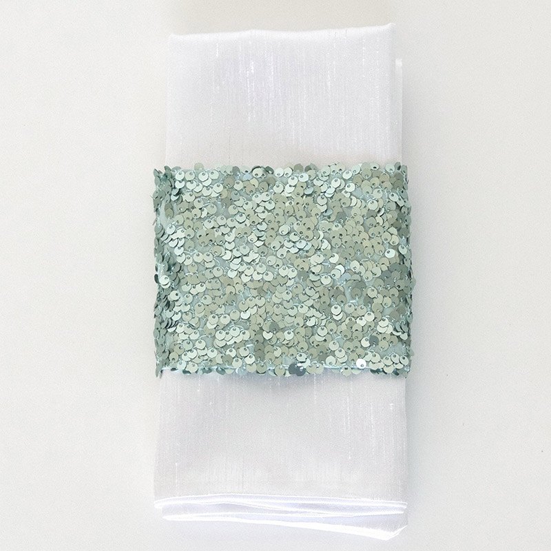 Aqua Sequin Taffeta - Napkin Band