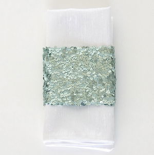 Aqua Sequin Taffeta - Napkin Band