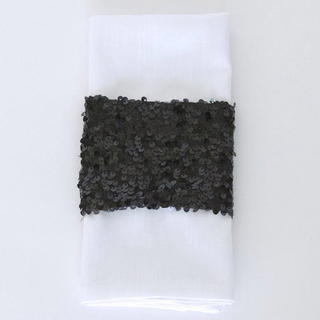 Black Sequin Taffeta - Napkin Band - view 1