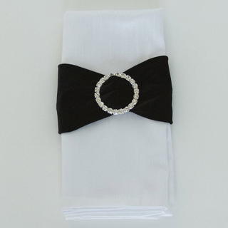 Black Velvet with Rhinestone Buckle - Napkin Band - view 1