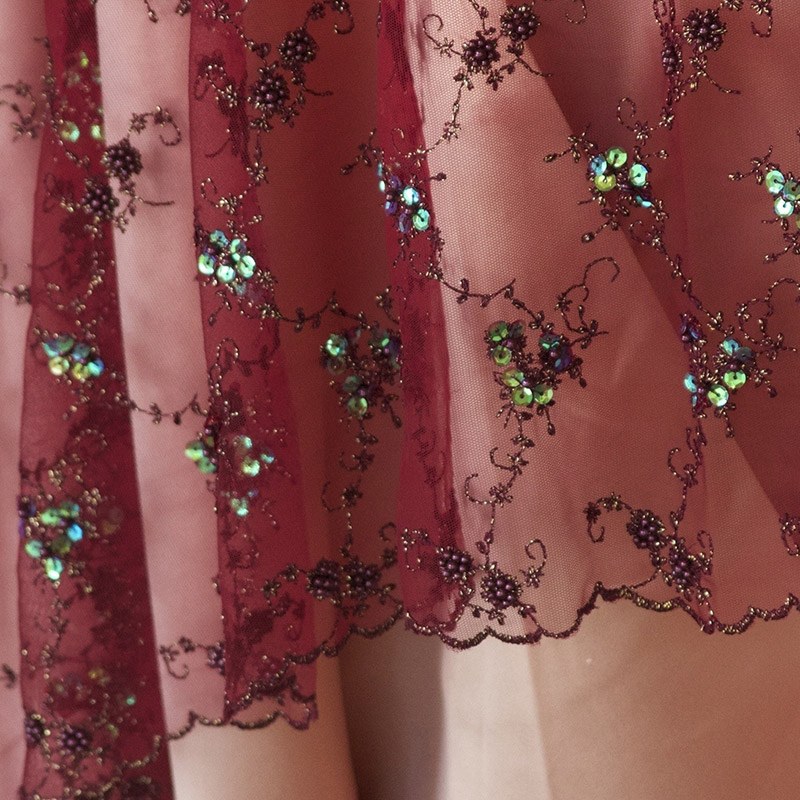 Burgundy Beaded Tulle - DISCONTINUED - view 1 of 4