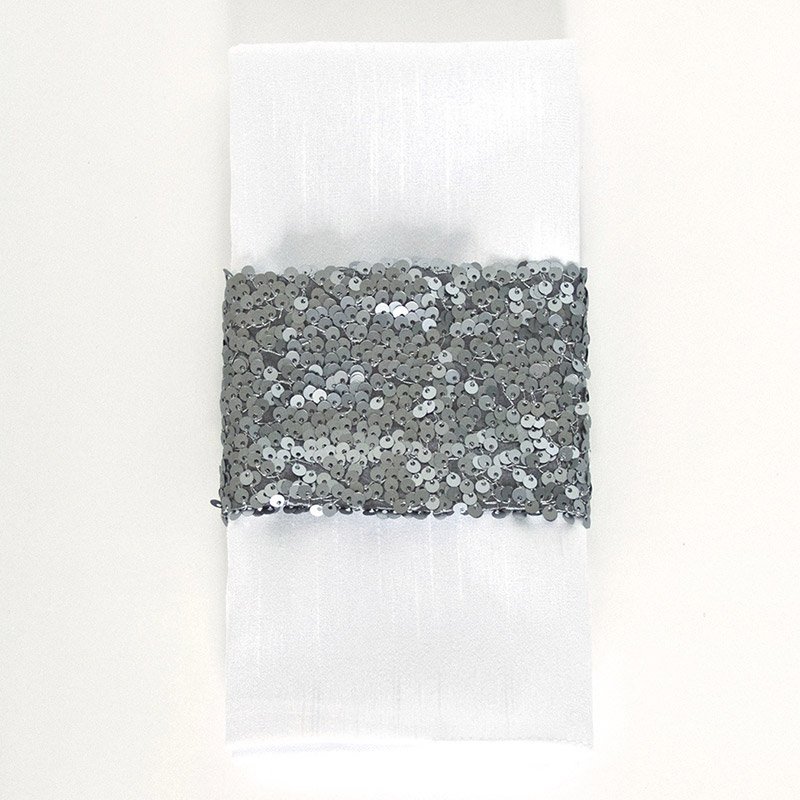 Charcoal Sequin Taffeta - Napkin Band