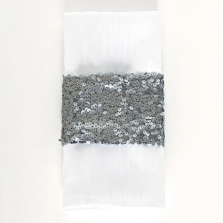 Charcoal Sequin Taffeta - Napkin Band - view 1