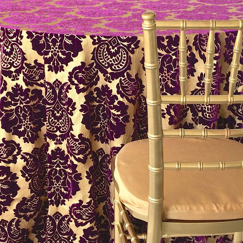 Gold Leaf and Plum Damask Velvet - DISCONTINUED