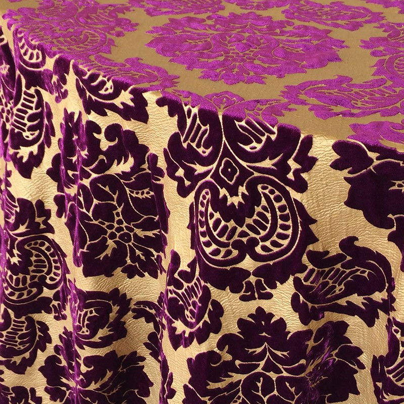 Gold Leaf and Plum Damask Velvet - DISCONTINUED