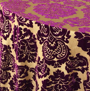 Gold Leaf and Plum Damask Velvet - DISCONTINUED