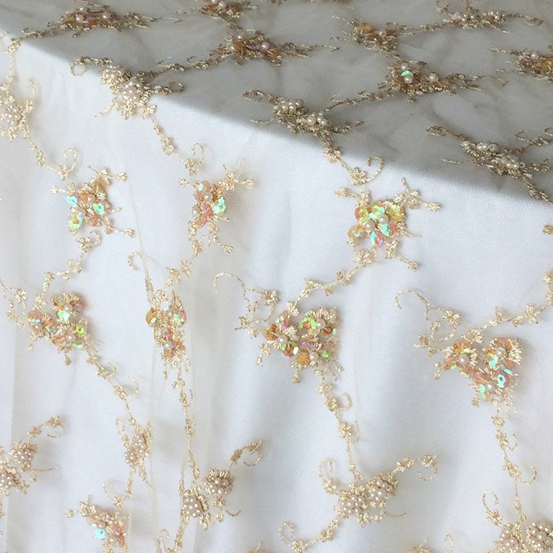 Gold Beaded Tulle - DISCONTINUED - view 1 of 2