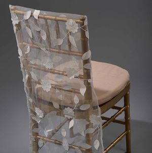 Ivory Sateen Floral Appliqué - Chair Back - DISCONTINUED