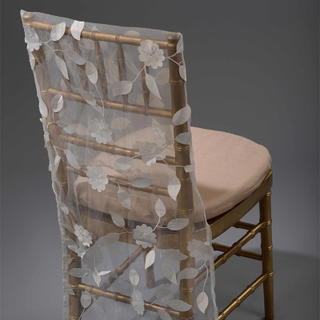 Ivory Sateen Floral Appliqu&eacute; - Chair Back - DISCONTINUED - view 1