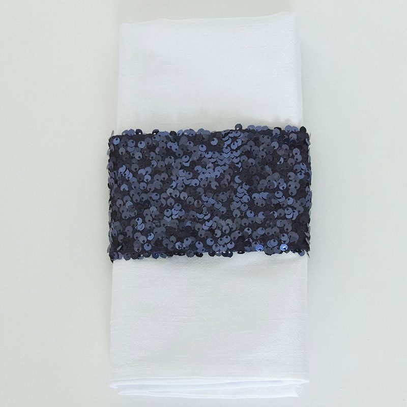 Navy Sequin  Taffeta - Napkin Band