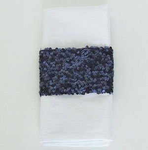 Navy Sequin  Taffeta - Napkin Band