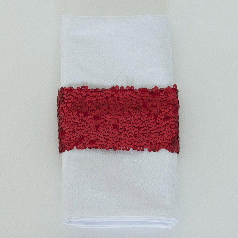 Red Sequin Taffeta - Napkin Band