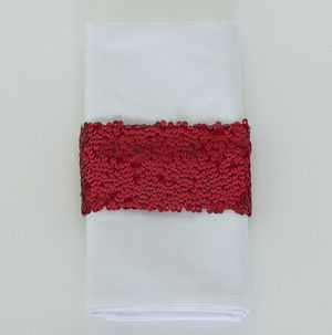 Red Sequin Taffeta - Napkin Band