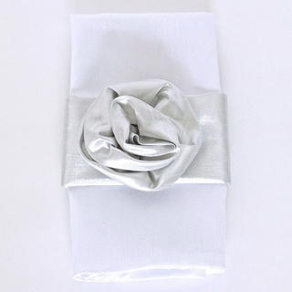 Silver Rose Napkin Band - Preston Bailey Collection - view 1
