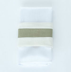 Ivory Linen with Green Center - Napkin Band