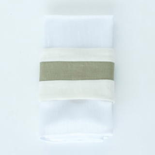 Ivory Linen with Green Center - Napkin Band - view 1