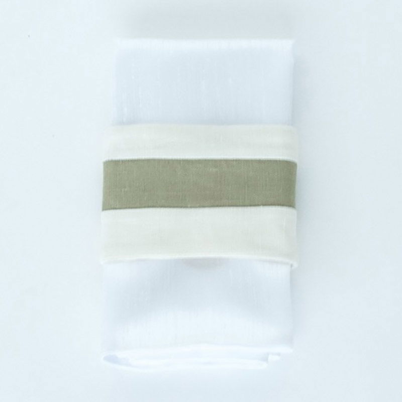 Ivory Linen with Green Center - Napkin Band - view 1 of 1