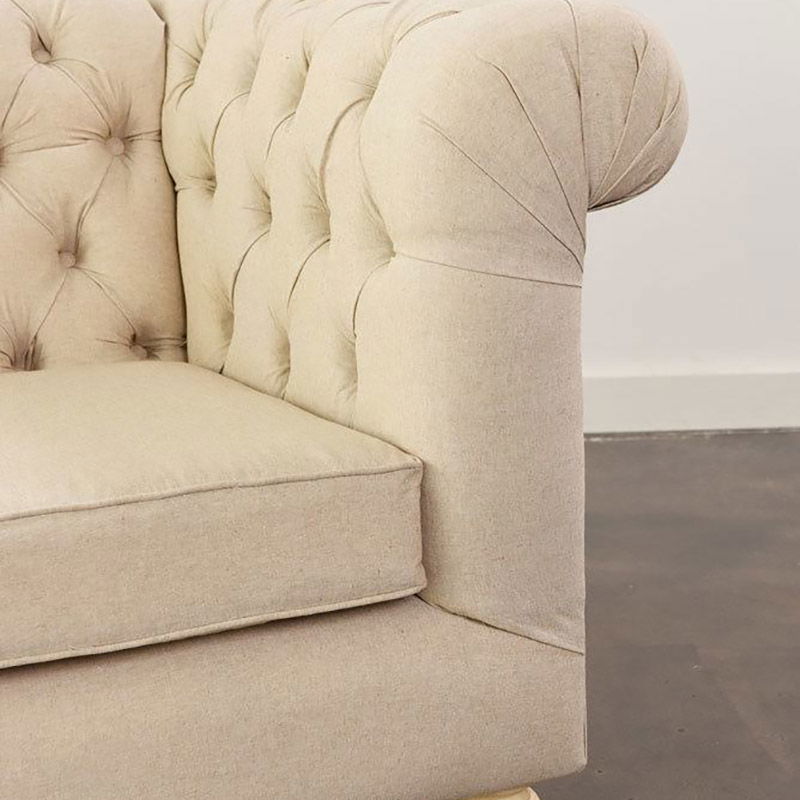 Oatmeal Chesterfield Sofa - view 3 of 4