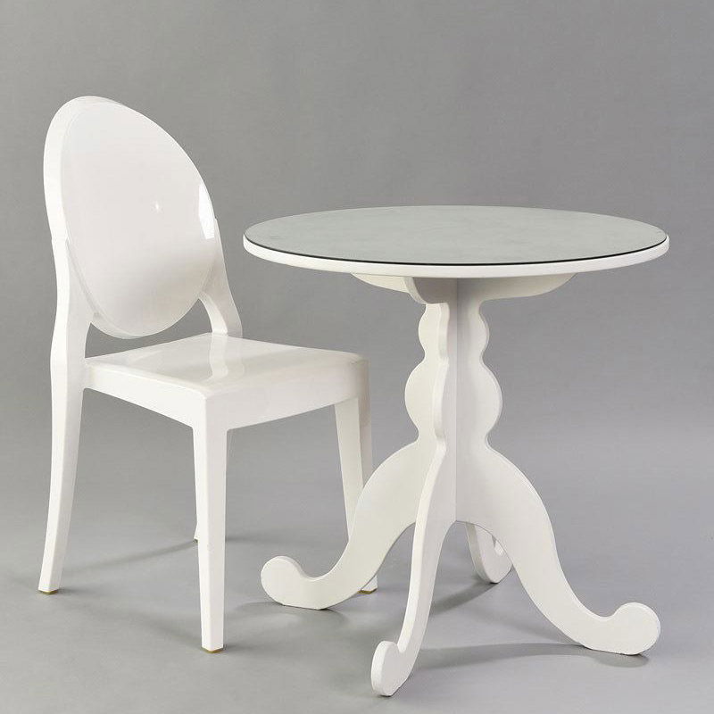 White Table with Glass Top - DISCONTINUED