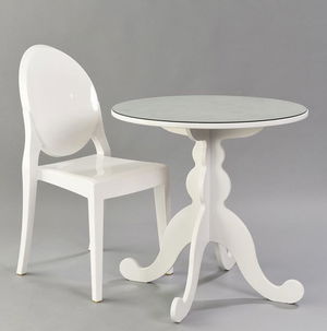 White Table with Glass Top - DISCONTINUED