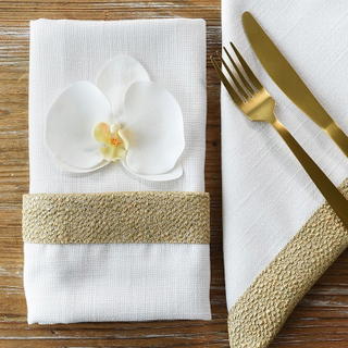 White Sand Tuscany with Gold Flake Trim Napkin - view 2