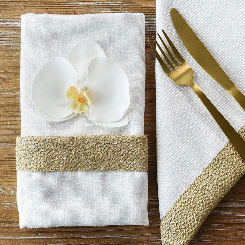 White Sand Tuscany with Gold Flake Trim Napkin - view 2 of 3