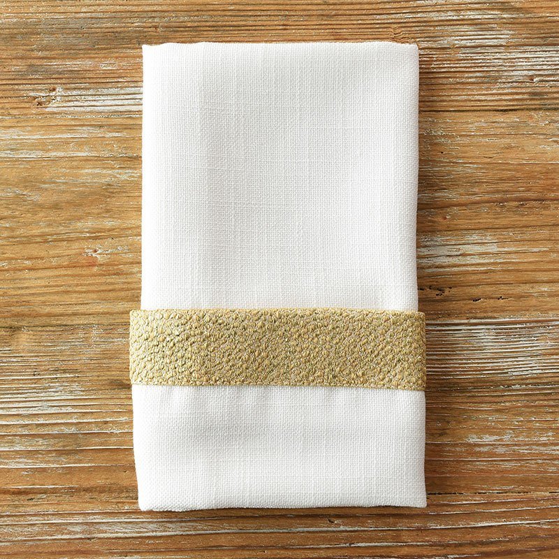 White Sand Tuscany with Gold Flake Trim Napkin - view 1 of 3