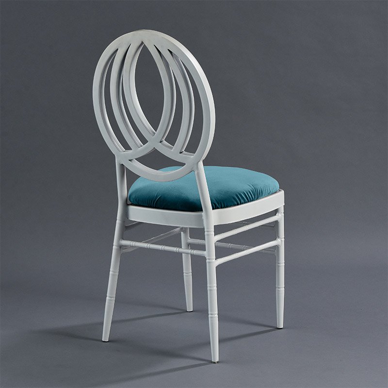 White Phoenix Chair with Turquoise Velvet - Patented Design