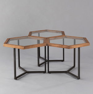 Hive Accent Table Black with Natural Wood