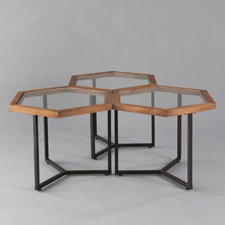 Hive Accent Table Black with Natural Wood - view 3