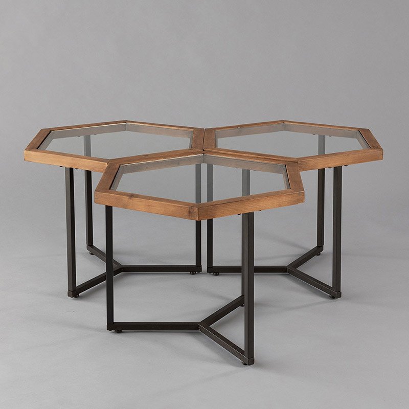 Hive Accent Table Black with Natural Wood