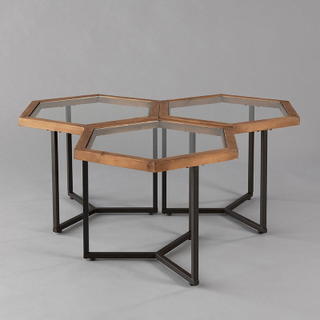 Hive Accent Table Black with Natural Wood - view 2