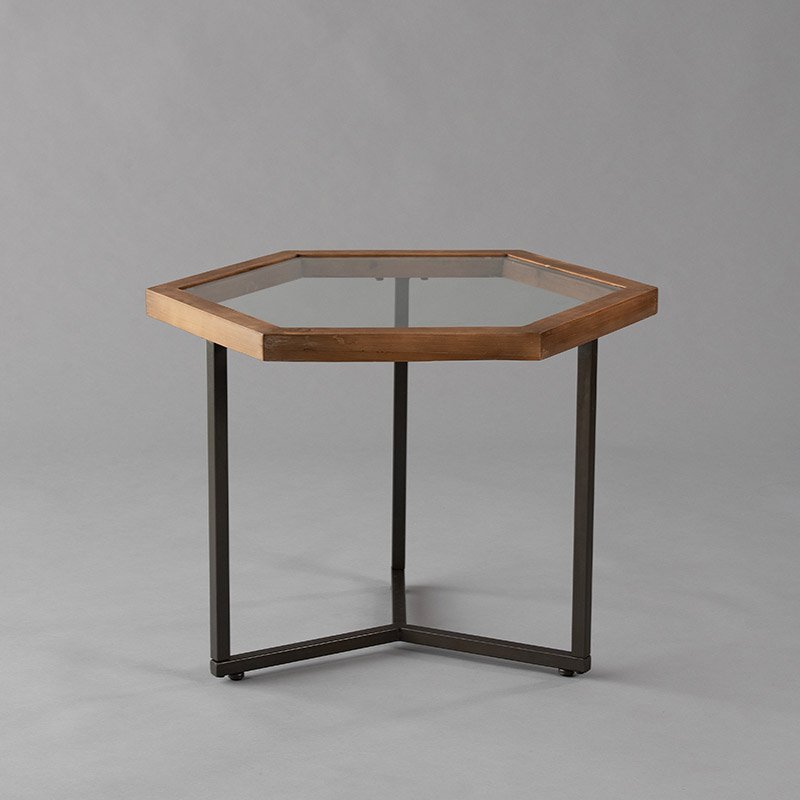 Hive Accent Table Black with Natural Wood