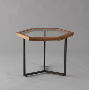 Hive Accent Table Black with Natural Wood
