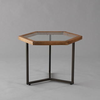 Hive Accent Table Black with Natural Wood - view 1