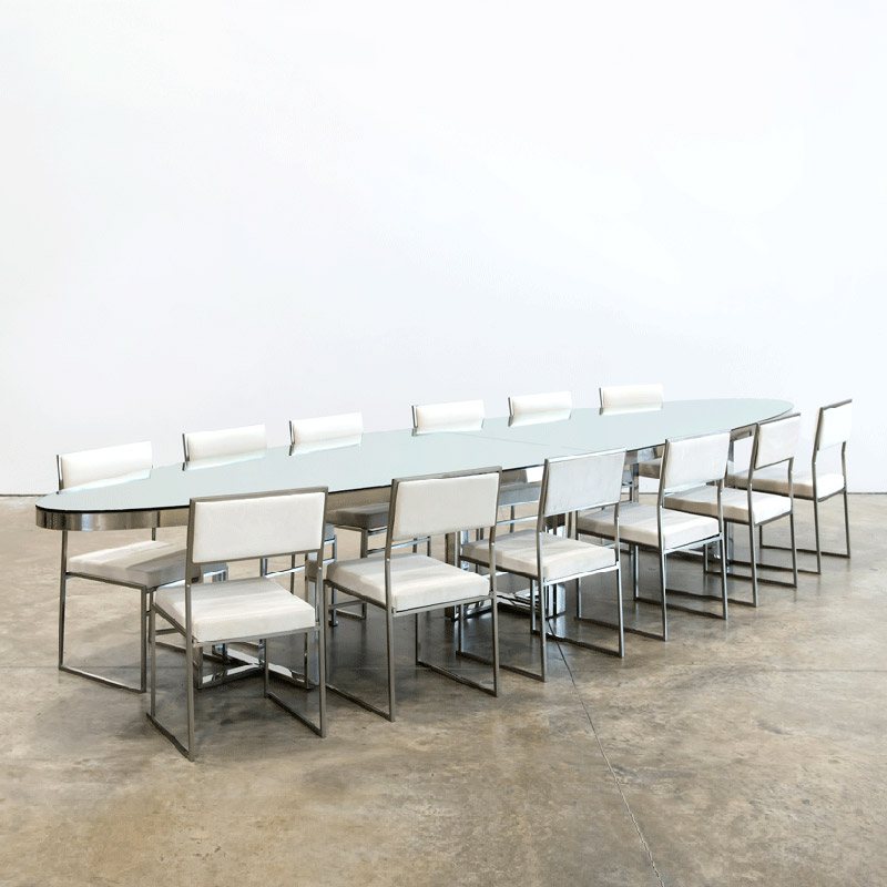 Silver Bilbao Oval Table 190"x48"