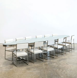 Silver Bilbao Oval Table 190"x48"