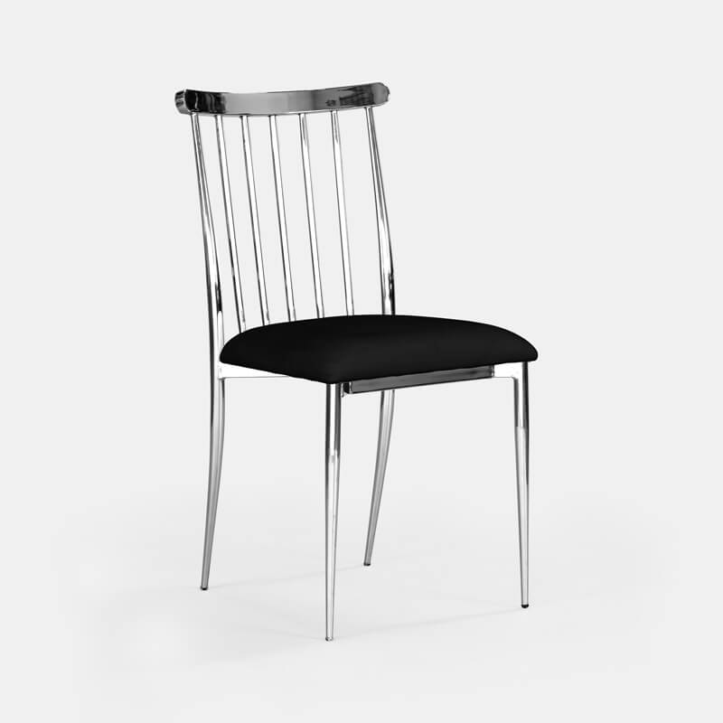 Silver Lucca Chair - Black Velvet