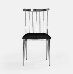 Silver Lucca Chair - Black Velvet