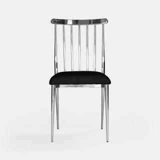 Silver Lucca Chair - Black Velvet - view 2