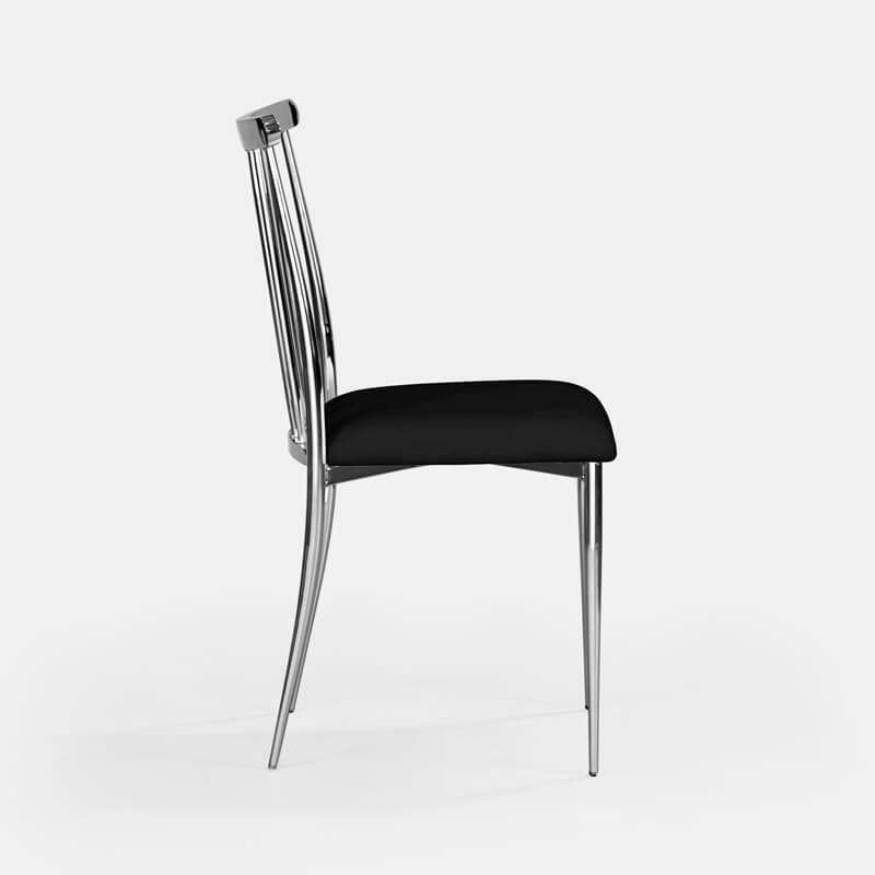 Silver Lucca Chair - Black Velvet
