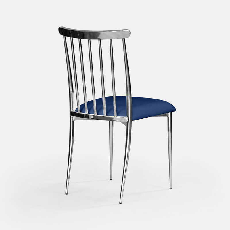Silver Lucca Chair - Indigo Velvet