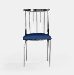 Silver Lucca Chair - Indigo Velvet
