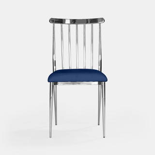 Silver Lucca Chair - Indigo Velvet - view 2
