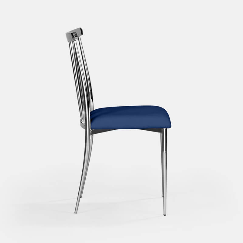 Silver Lucca Chair - Indigo Velvet