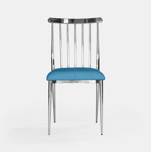 Silver Lucca Chair - Turquoise Velvet
