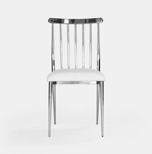 Silver Lucca Chair - White Velvet