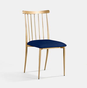 Gold Lucca Chair - Indigo Velvet