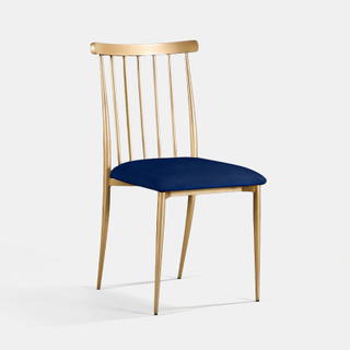 Gold Lucca Chair - Indigo Velvet - view 2