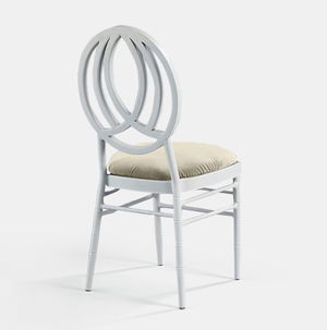 White Phoenix Chair with Oatmeal Velvet - Patented Design